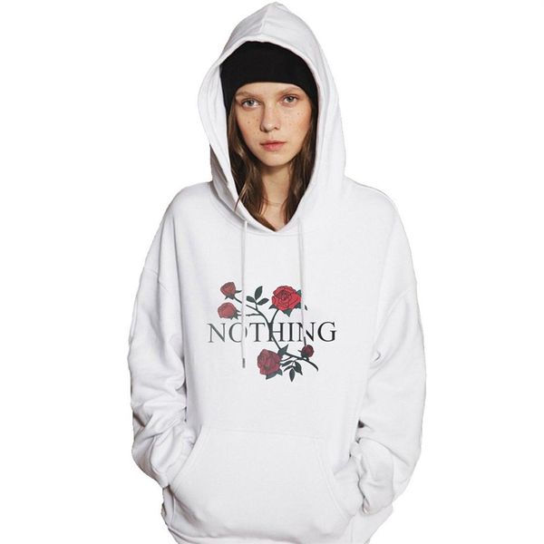 

fashion women floral rose printed hoodies daily wear long sleeve pullovers, Black