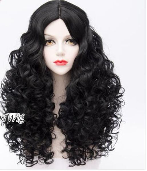 

60см / 24" парик длинные черные вьющиеся волосы жаропрочных basic лолита cosplay, Black