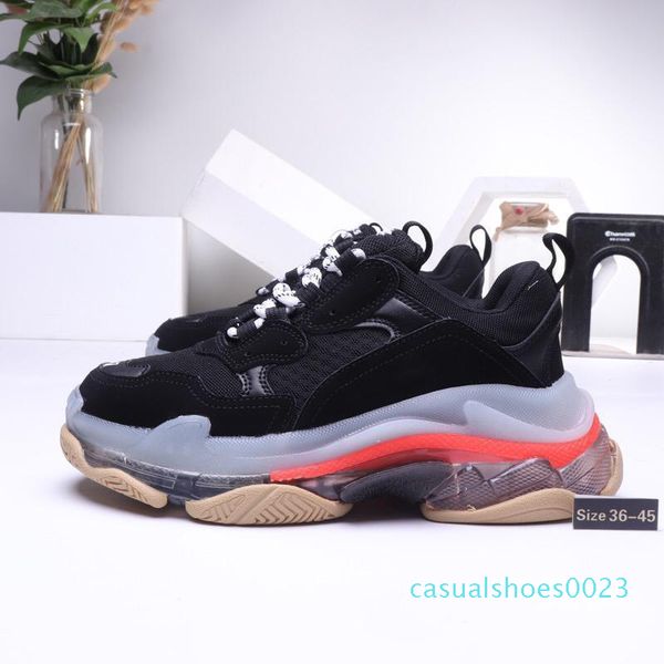 

2019 paris triple-s 17fw crystal bottom green luxury dad shoes platform triple s sneakers for mens women vintage kanye old grandpa c23, Black