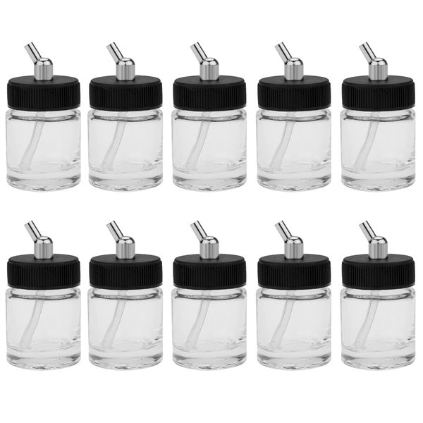 

10pcs airbrush glass bottles using on dual-action airbrushes airbrush bottle (jars) with 30 angle adapter lid assembly