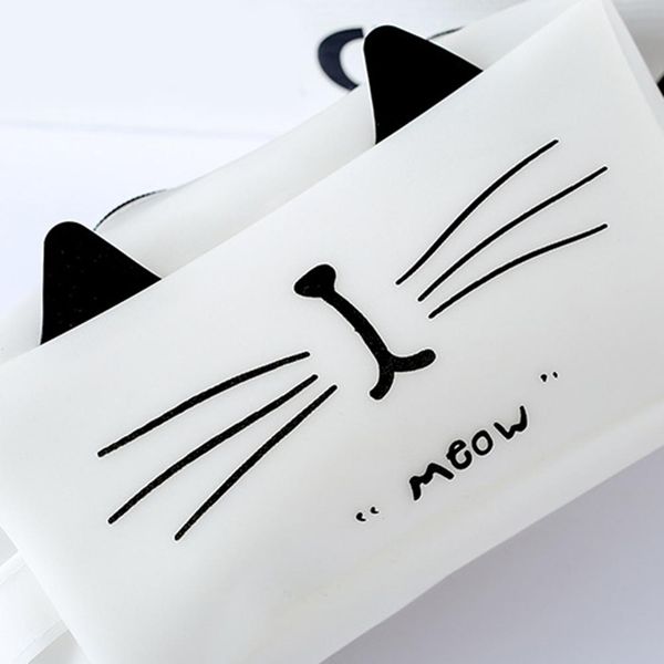 

hot cat letter printed большой емкость карандаш сумка силикагель stationery косметический мешок
