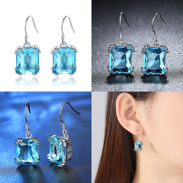 

циркон сережка популярные синий крюк роскошные моды рождество любовь серьги дизайнер ювелирных изделий, Silver