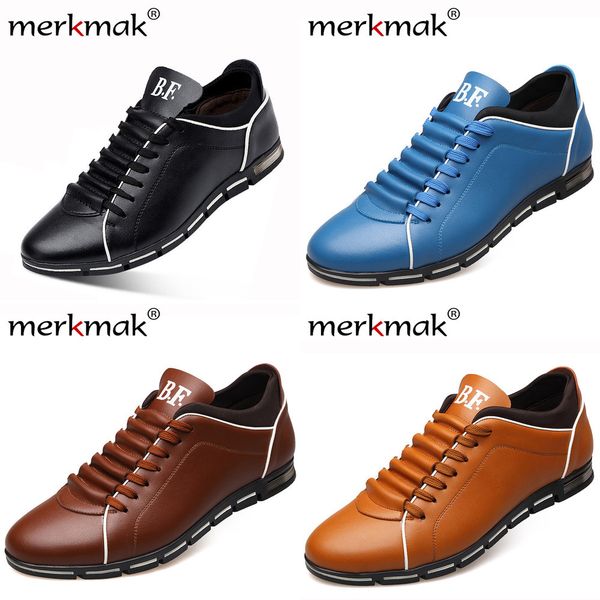 

merkmak big size 38-48 men casual shoes fashion leather shoes for men summer men's flat shoes dropshipping, Black