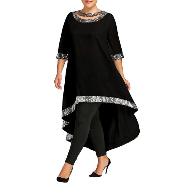 

women plus size maxi dress autumn winter long sleeve loose baggy dresses girls round neck irregular sundress ladies vestidos, Black;gray