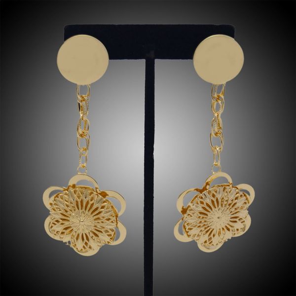 

yulaili vintage metal earrings for women flower shape gold color charm pendant earrings fashion jewelry ing, Silver