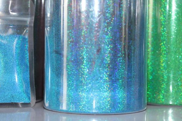 

0.1mm (1/256 .004) blue holographic laser glitter shiny nail glitter powder for gel nail art chrome pigment, Silver;gold