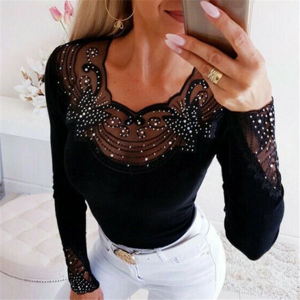 

autumn winter women blouse butterfly sell beaded v-neck blouse shirt ladies long sleeve slim casaul diamonds, White