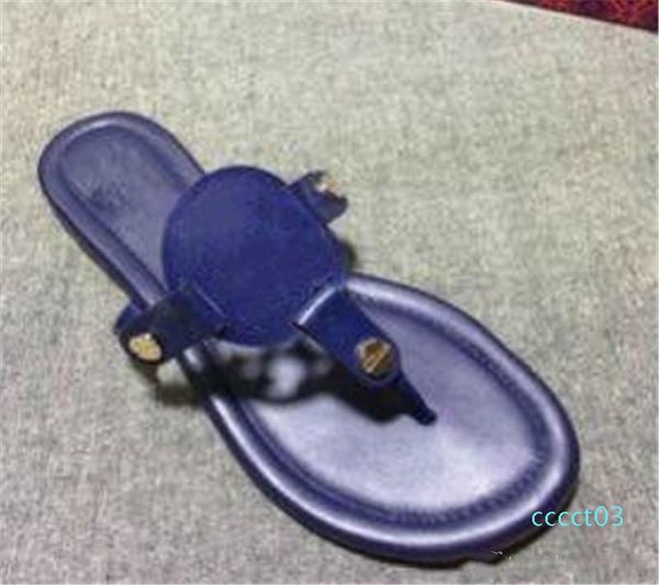 

blue genuine leather sandals outdoor beach flip flop flat heel slippers casual loafers lady women shoes sz 35-42 ct03, Black