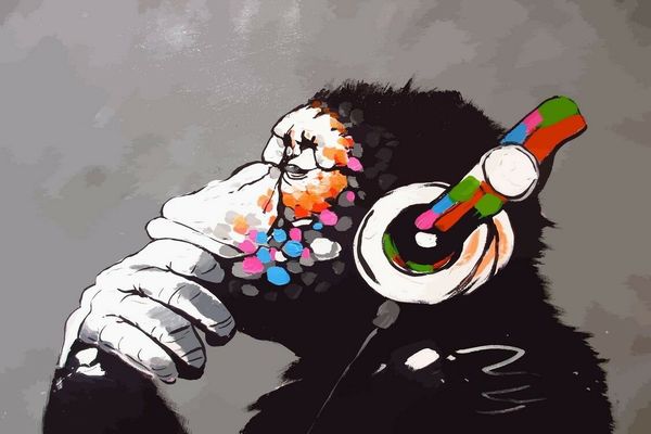 

banksy dj monkey with headphones home decor handpainted &hd print oil paintings on canvas wall art pictures 191201