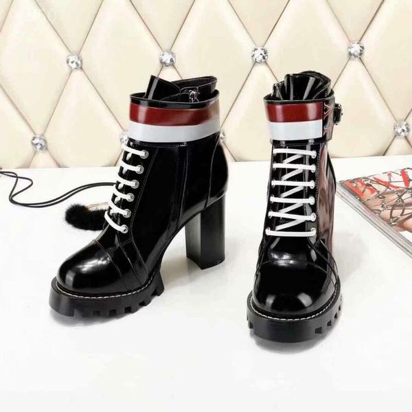 

martin boots women's thick heel autumn and winter new round head zip authentic single boots european and american high-heeled short boo, Black