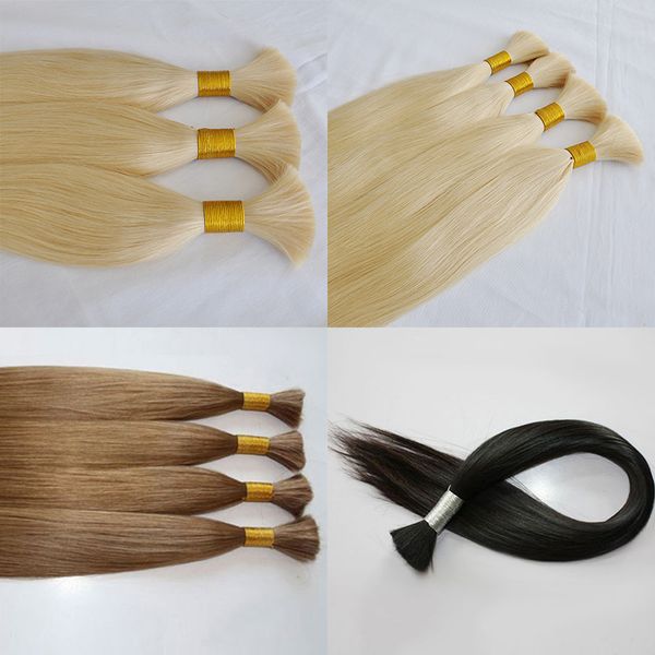 Neuankömmling, gerade gewelltes Seidenhaar ohne Schuss, 100 rohes blondes weißes Haar, Farbe 613 60, brasilianische Haarmasse zum Flechten