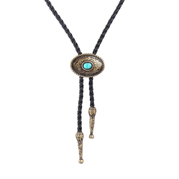 

retro style turquoise bola tie handmade necktie western necklace, Silver