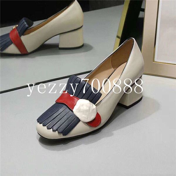 

классический mid накренился лодка обуви дизайнер кожи occupation высоких каблуков обуви круглой голова металл кнопка женщина платье обувь бо, Black