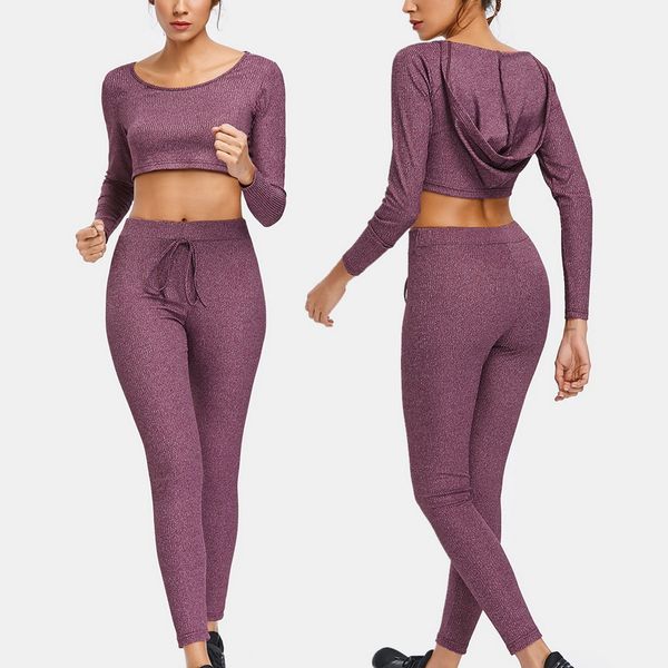 

nibesser женщин 2pcs набор толстовки crop top толстовка solid длинные брюки с капюшоном 2 шт наборы женщины одежды костюмы женский, Gray