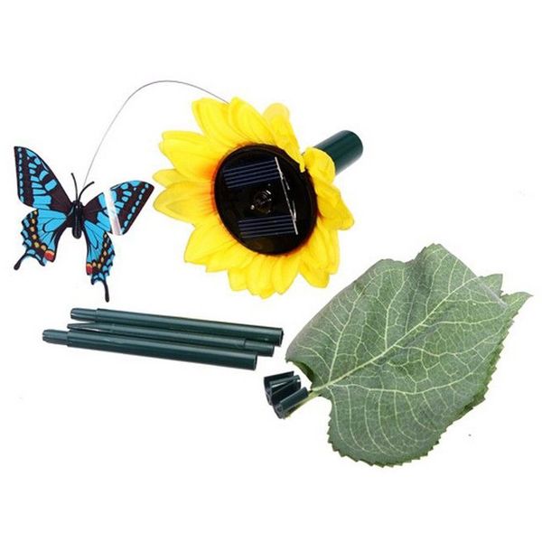 

dancing solar / battery toy sunflower with butterfly on garden tufts garden lawn flowerpot flowerbed decoration color random