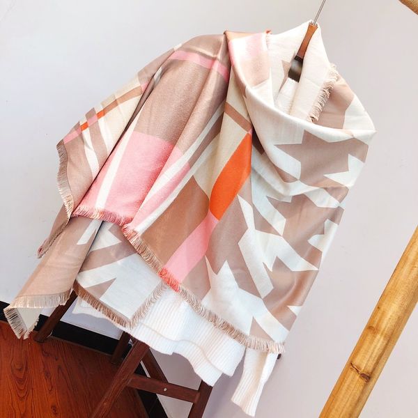 

high qualtiy brand design -2019 new winter cashmere blended two-sided two-color scarf size 180*70, Blue;gray