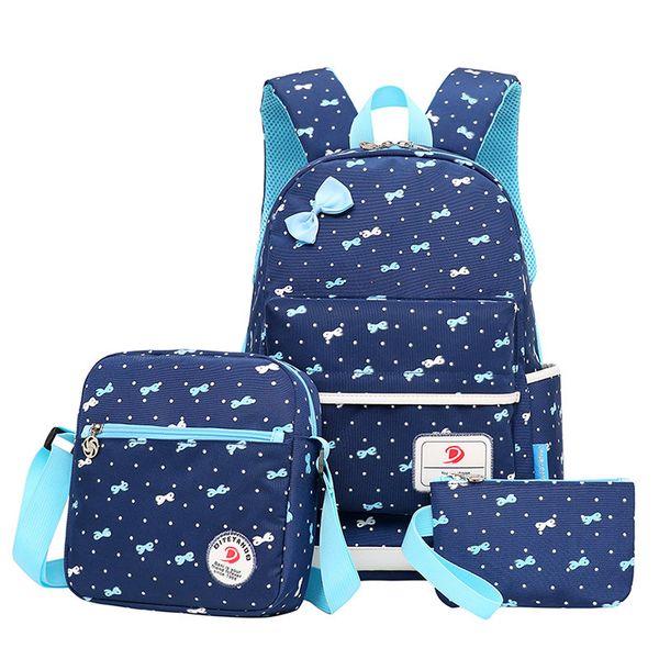

2019 3pcs/set fashion printing school bags for girls bow knapsack schoolbags high-capacity travel backpacks school backpack
