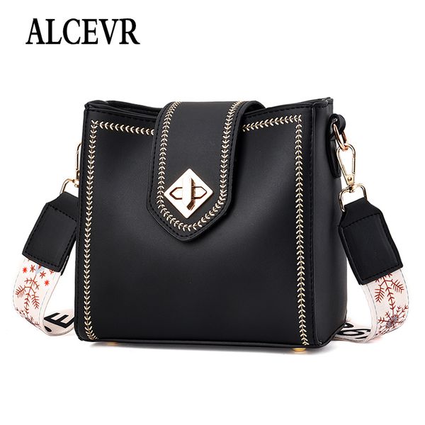 

alcevr simple style women crossbody bags solid color pu leather bucket bags ladies fashion casual shopping business