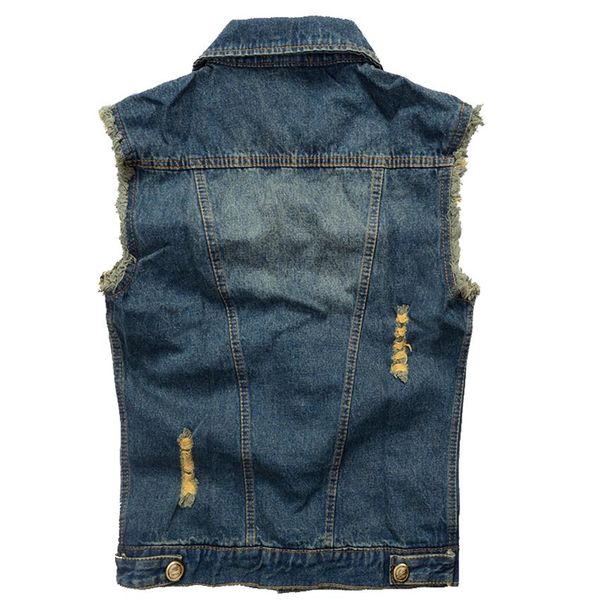 

regular ripped jean jacket mens denim vest 5xl 6xl jeans waistcoat men cowboy sleeveless jacket male tank polyester breathable, Black;white