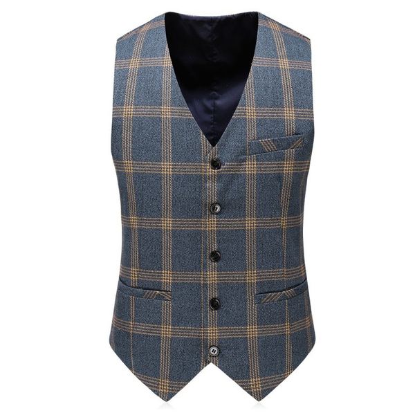 

brand men casual business fashion plaid slim fit single button suit jacket vest pants three piece set wedding blazer, White;black
