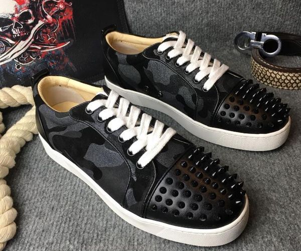 

2019 france popular red bottom sneakers low special strass meridian swarovski vip flat mens party wedding birthday gift size:36-47 t07, Black