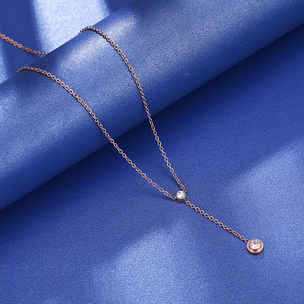 

zoomango simple design titanium stainless steel cz crystal pendant necklaces rose gold love choker necklace for women rn02346, Golden;silver
