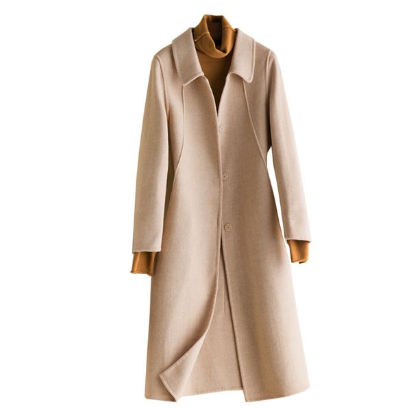 

2019 new spring autumn woolen coat korean version female solid color woolen jacket casual women long sleeve loose coat fcw153, Black