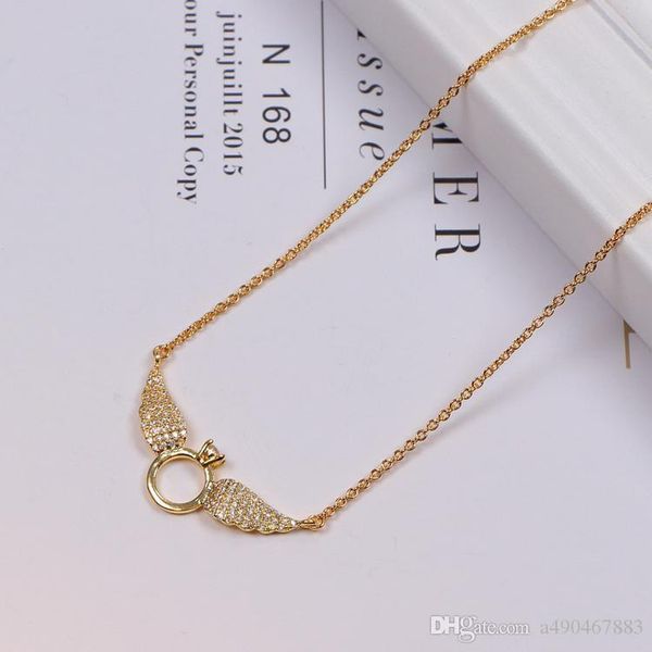 

brand jewelry 316l titanium steel angel wings necklace 18k gold rose silver necklace pendant women fashion gifts