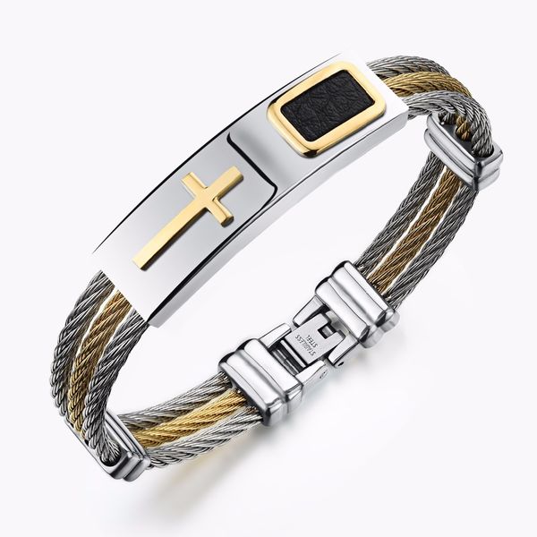 

punk style men titanium steel 3 row, woven bangle personality gold fashion bangle the gift to the lover, Black