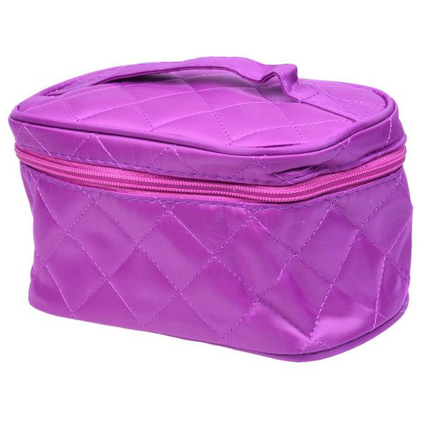 

new zipper cosmetic storage make up bag handle train case purse-s purple