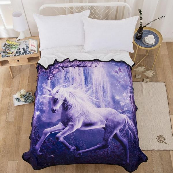 

3d running unicorn blanket design blankets flannel fleece soft plaid print blanket bed sofa throws fashion 150*200cm