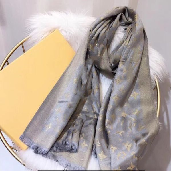 

qualtiy scarf letter pattern women scarf wool silk cashmere scarf shawl ladies warm scarves 180x70cm, Blue;gray