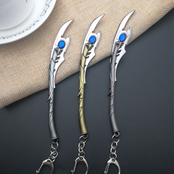 

evil loki scepter keychain men marvel movie endgame key chain metal women thanos double-edged key ring llaveros hombre, Silver