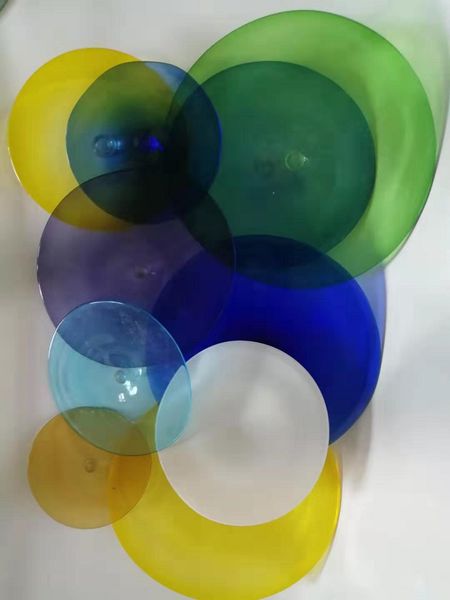 

100% handmade blown glass wall lamps decorative hanging wall plates flower design hand blown glass wall lamps