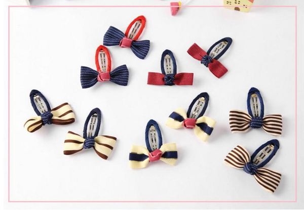 

500pair 2pcs/pair grid stripe satin bow with ribbon covered bb clip girls handmade boutique mini hairware, Slivery;white