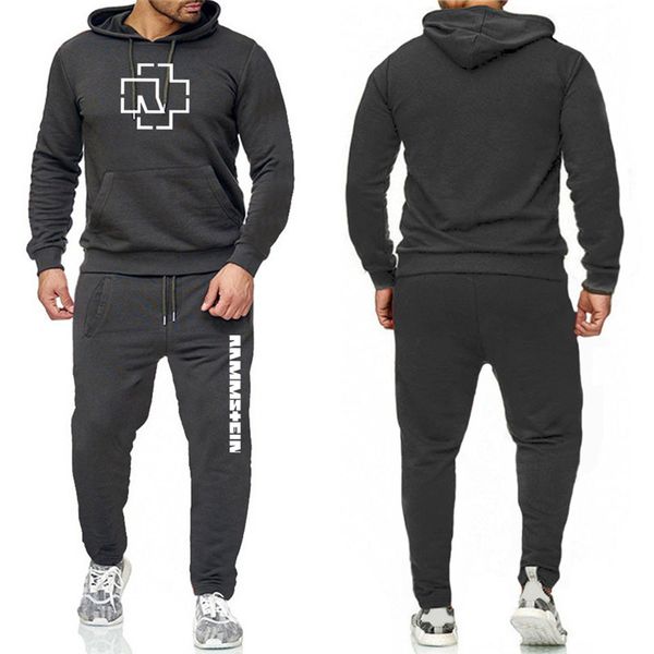 

fashion mens pullover sport suits designer geometric printed slim tracksuits casual long sleeves solid color hooded running suits, Gray