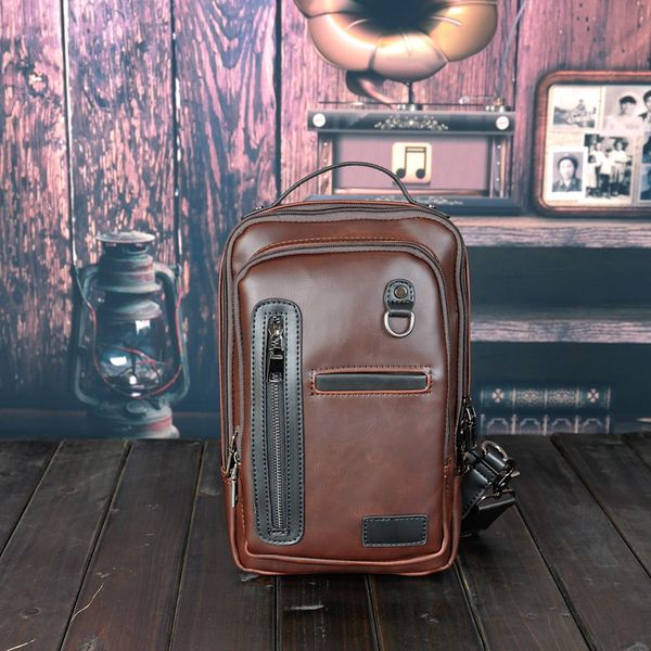 

new style men's bag fashion casual new products men's single-shoulder bag shoulder wearable horse leather chest pack low price