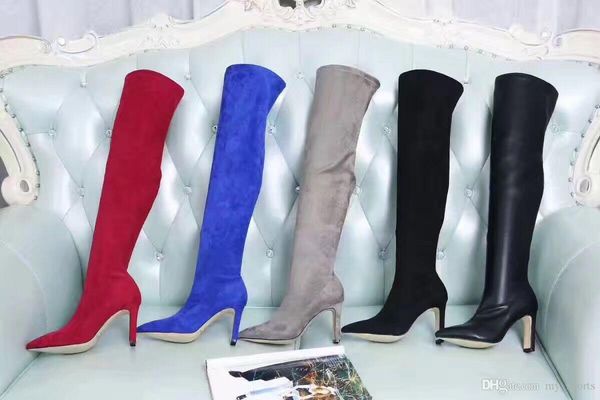 

u757 40 genuine leather matte stretch thigh high over the knees boots winter j luxury designer 8.5cm, Black