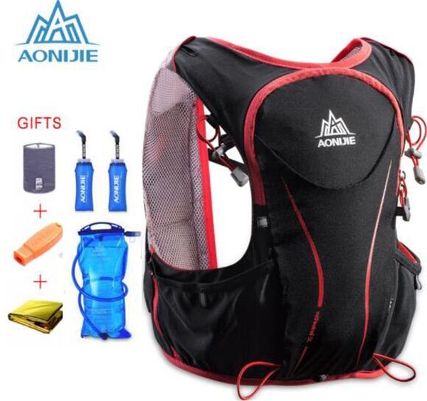 

aonijie 5l outdoor backpack marathon vest pockets bag for running rucksack cycling safety gear with 1.5l hydration bladder