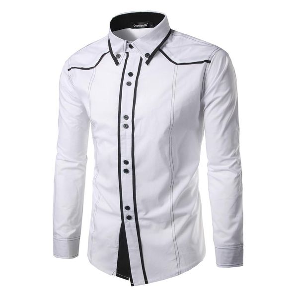 

punk style men shirt brand male large size long sleeve shirts casual hit color slim fit black mens dress shirts super, White;black