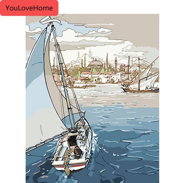 

adults diy paint by numbers on canvas cartoon unique gift full kits draw by number ship acrylic paint decoration painting by numbers