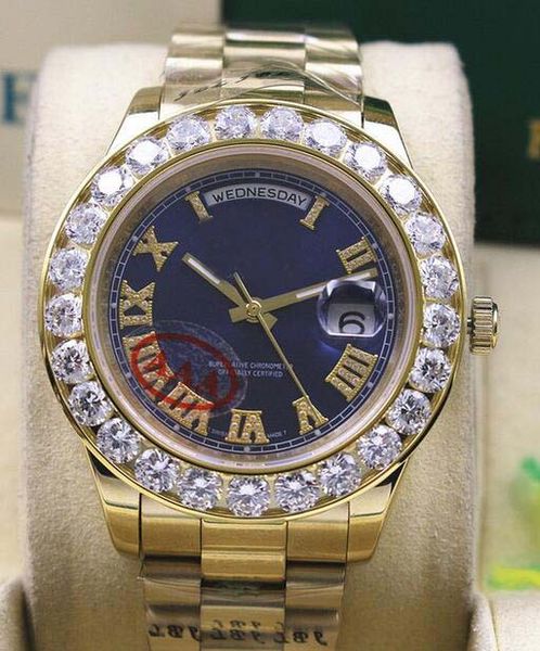 

бесплатная доставка высокое качество 116610 синий циферблат мужские день-дата 2 ii 18k 41 мм президент желтого золота больше алмазов автомат, Slivery;brown