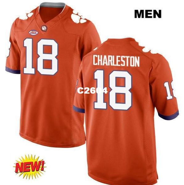 

2019 new men clemson tigers joseph charleston #18 real full embroidery college jersey size s-4xl or custom any name or number jersey, Black;red