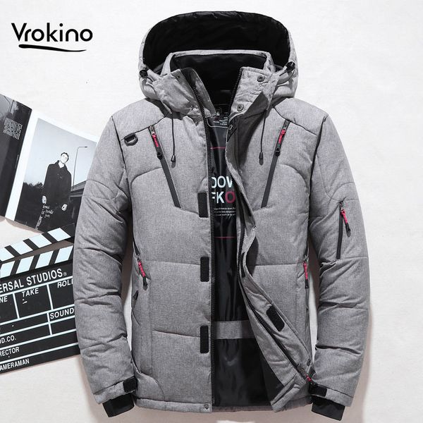 

vrokino 2019 fashion winter warm down jacket men's casual solid color hooded short down jacket 5 colors optional, Black
