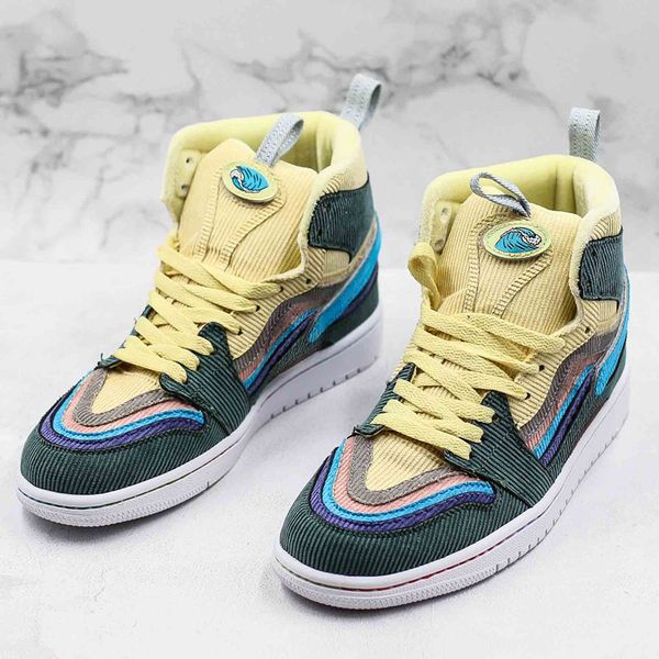 

Best Quality 1s 2019 NRG Basketball Shoes High Colorful Corduroy Shattered Backboard Shadow Multicolor Sneakers Sean Wotherspoon With Box