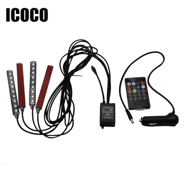 

icoco seven color beautiful car interior pathway floor decoration lights music remote control atmosphere light car styling