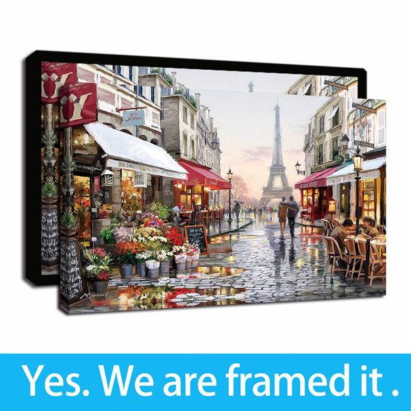 

paris eiffel tower romantic and leisurely afternoon time framed paintings canvas wall art print on canvas for home and office decor