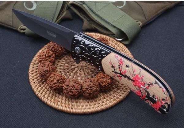 New Jeep DA157 coltello pieghevole 440blade 57hrc legno + impugnatura maniglia regalo coltello prugna modello fiore freeshipping prezzo all'ingrosso EDC Strumenti