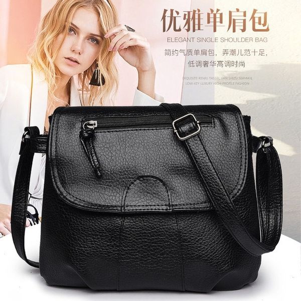 

new women's bag small square bag shoulder mini small washed soft leather ladies tide