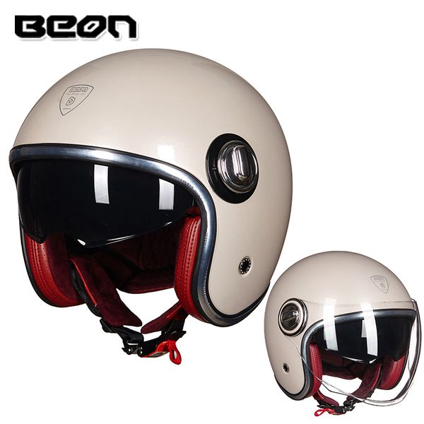 

beon мотоцикл мотоциклетный шлем casco урожай мото шлем 3/4 open face capacete байкер ретро скутер шлем двойной козырек